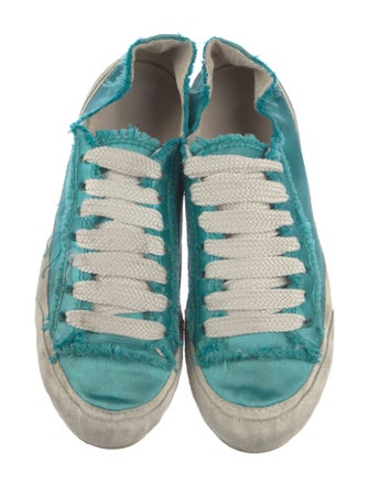 Pedro Garcia Satin Raw-Edge Trim Sneakers