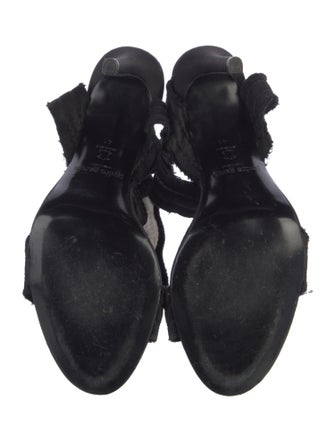 Pedro Garcia Satin Raw-Edge Trim Sandals