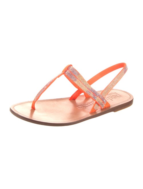 Pedro Garcia Canvas Crystal Embellishments T-Strap Sandals