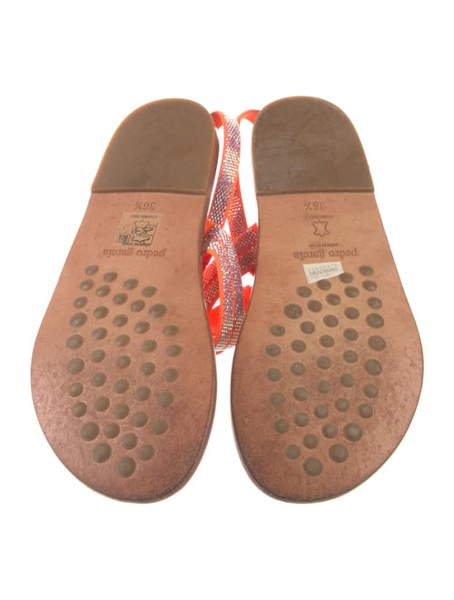 Pedro Garcia Canvas Crystal Embellishments T-Strap Sandals