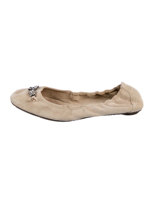 Pedro Garcia Suede Crystal Embellishments Ballet Flats