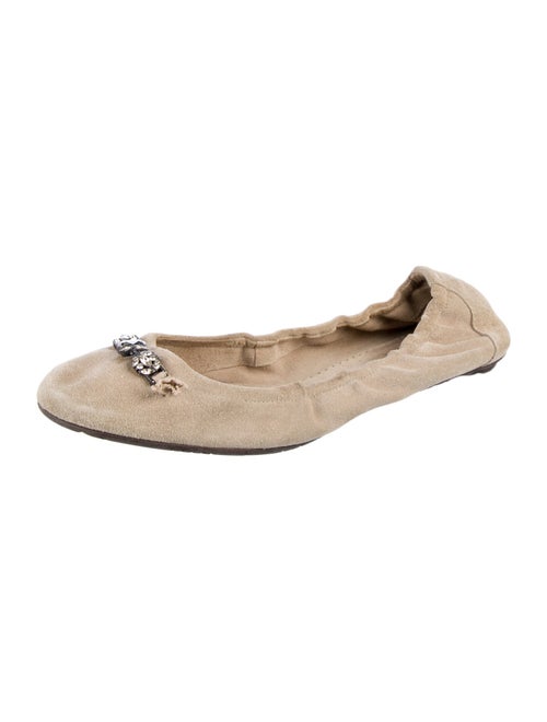 Pedro Garcia Suede Crystal Embellishments Ballet Flats