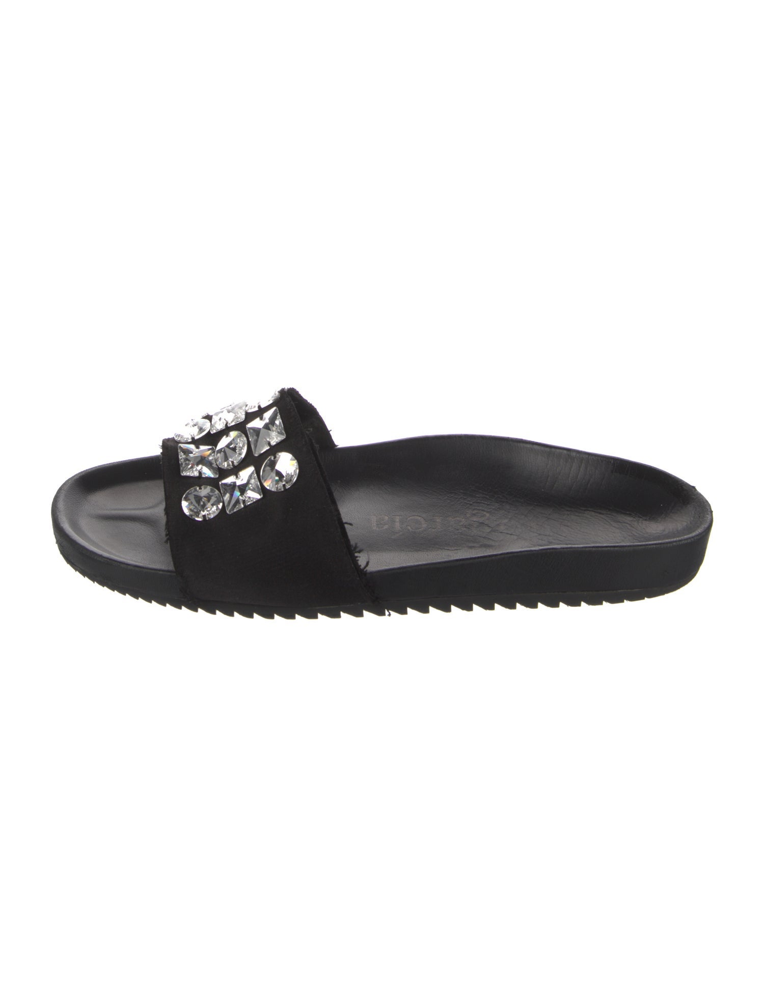 Pedro Garcia Satin Crystal Embellishments Slides