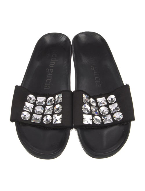 Pedro Garcia Satin Crystal Embellishments Slides