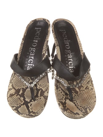 Pedro Garcia Leather Animal Print Slides