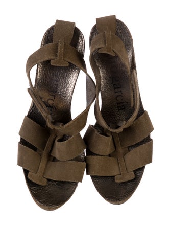 Pedro Garcia Suede Cutout Accent T-Strap Sandals
