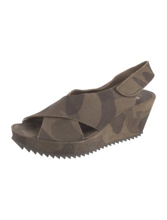 Pedro Garcia Suede Camouflage Print Slingback Pumps