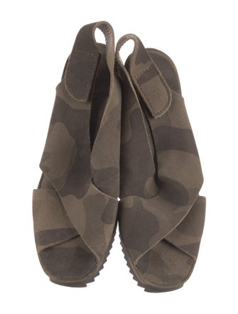 Pedro Garcia Suede Camouflage Print Slingback Pumps