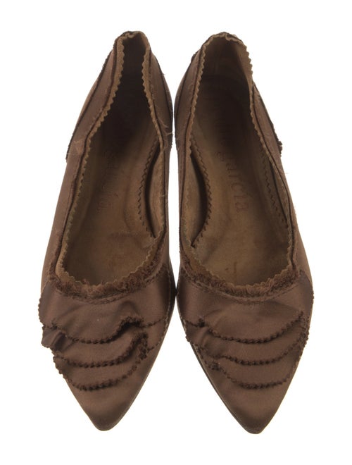 Pedro Garcia Satin Ruffle Embellishment Flats