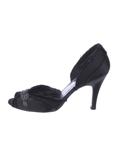 Pedro Garcia Satin Crystal Embellishments D'Orsay Pumps
