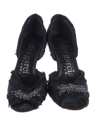 Pedro Garcia Satin Crystal Embellishments D'Orsay Pumps