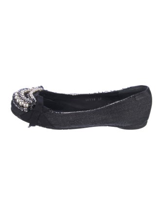 Pedro Garcia Denim Grosgrain Trim Flats