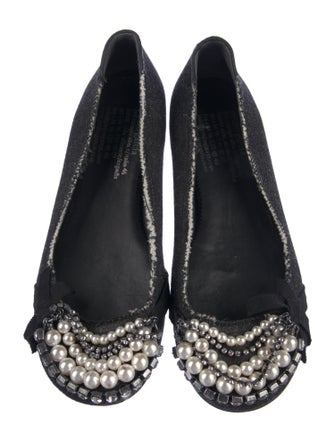 Pedro Garcia Denim Grosgrain Trim Flats