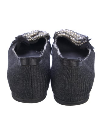 Pedro Garcia Denim Grosgrain Trim Flats