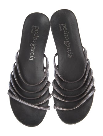 Pedro Garcia Satin Crystal Embellishments Slides