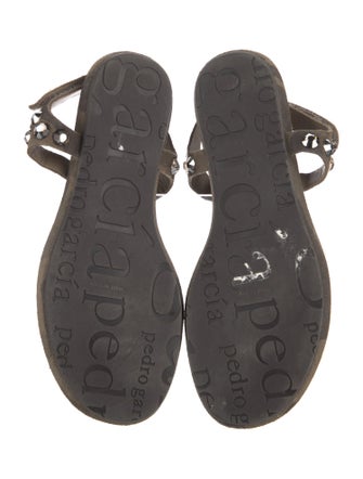 Pedro Garcia Suede Floral Print T-Strap Sandals