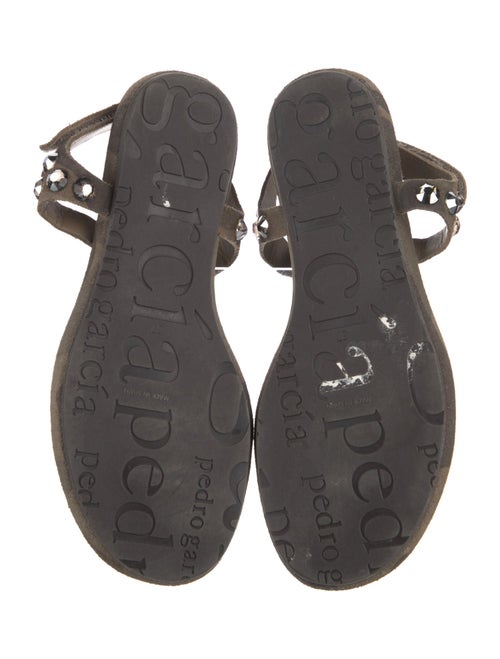 Pedro Garcia Suede Floral Print T-Strap Sandals