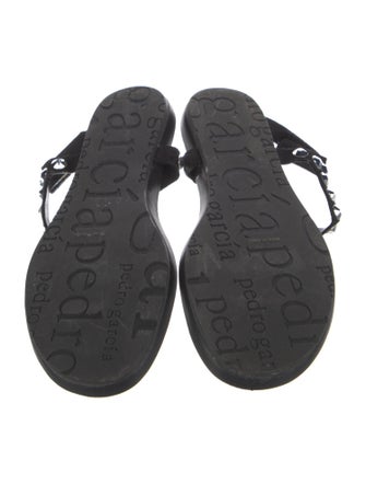 Pedro Garcia Suede Crystal Embellishments T-Strap Sandals