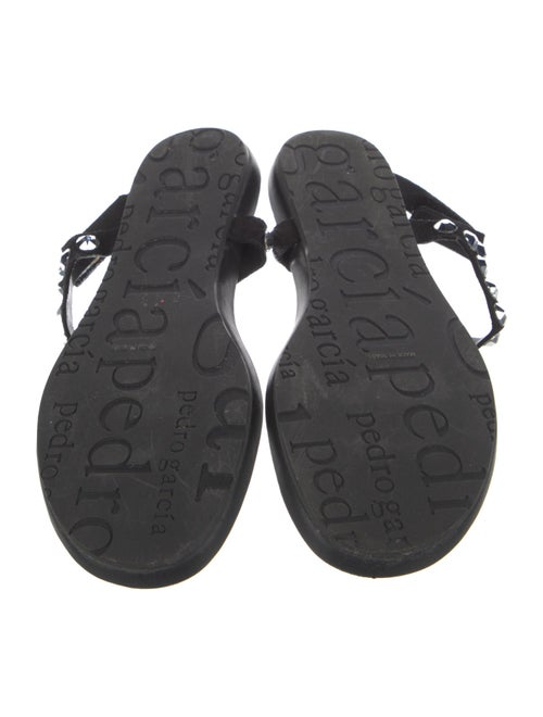 Pedro Garcia Suede Crystal Embellishments T-Strap Sandals