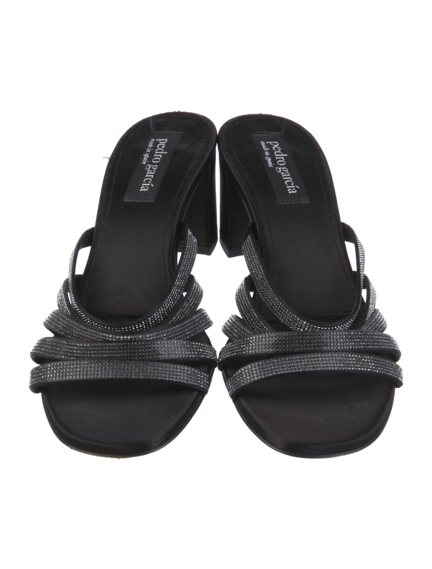 Pedro Garcia Satin Crystal Embellishments Slides