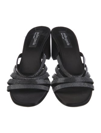 Pedro Garcia Satin Crystal Embellishments Slides