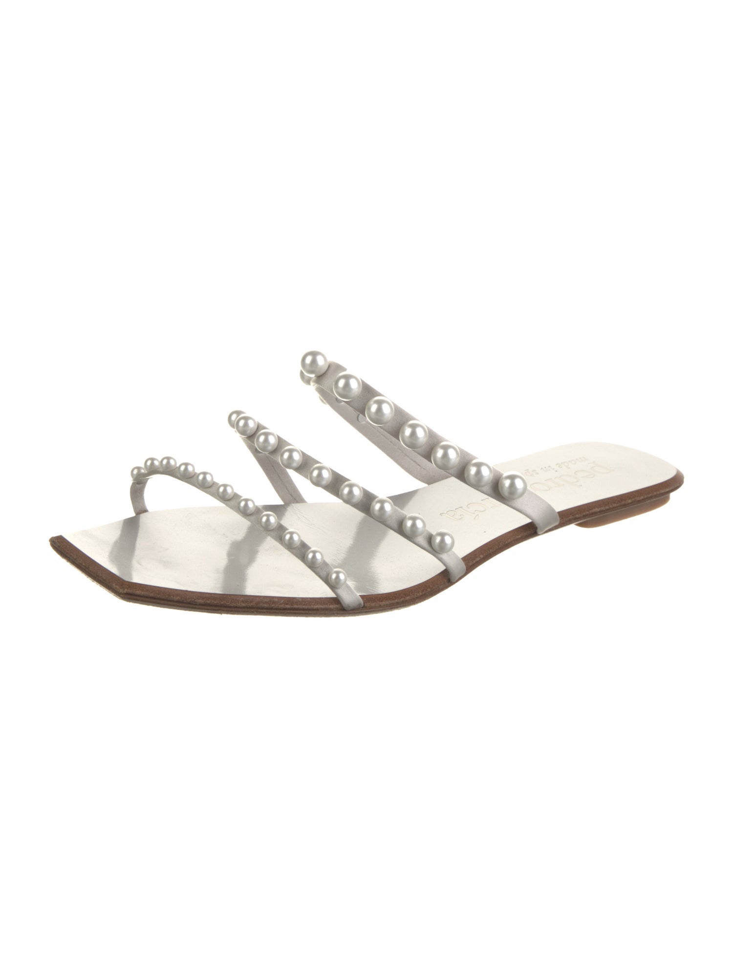 Pedro Garcia Satin Beaded Accents Slides