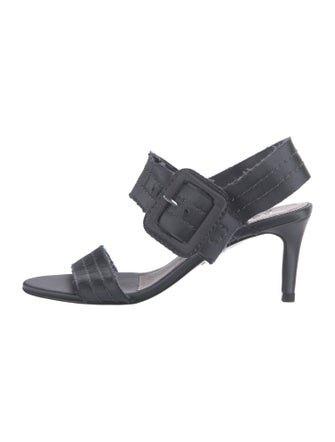 Pedro Garcia Satin Raw-Edge Trim Slingback Sandals