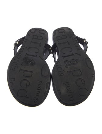 Pedro Garcia Suede Studded Accents T-Strap Sandals