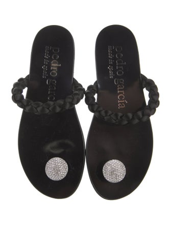 Pedro Garcia Leather Crystal Embellishments Slides