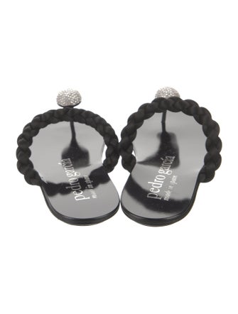 Pedro Garcia Leather Crystal Embellishments Slides