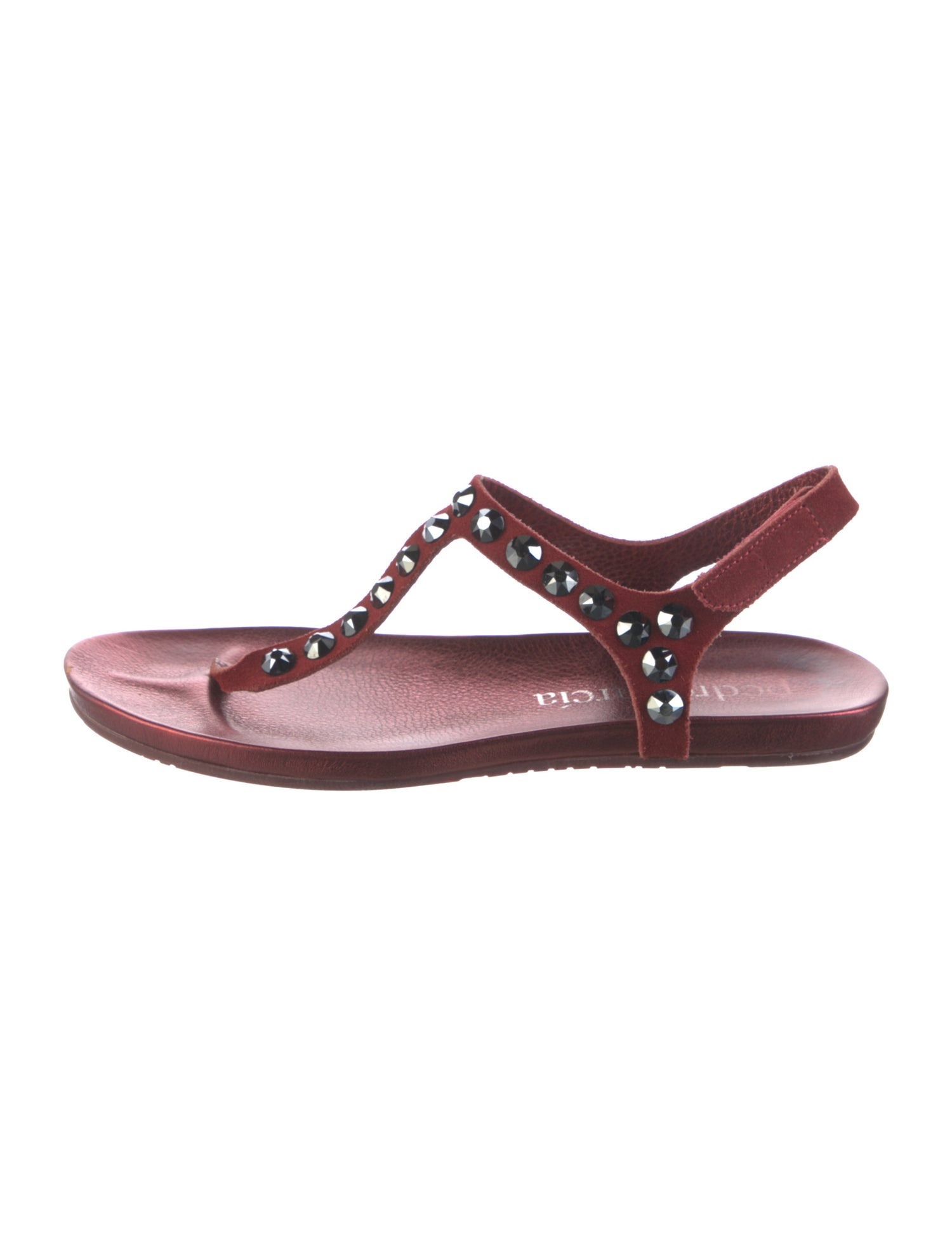 Pedro Garcia Suede Crystal Embellishments T-Strap Sandals