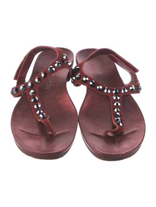 Pedro Garcia Suede Crystal Embellishments T-Strap Sandals