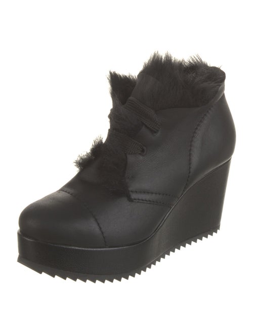 Pedro Garcia Leather Fur Trim Lace-Up Boots