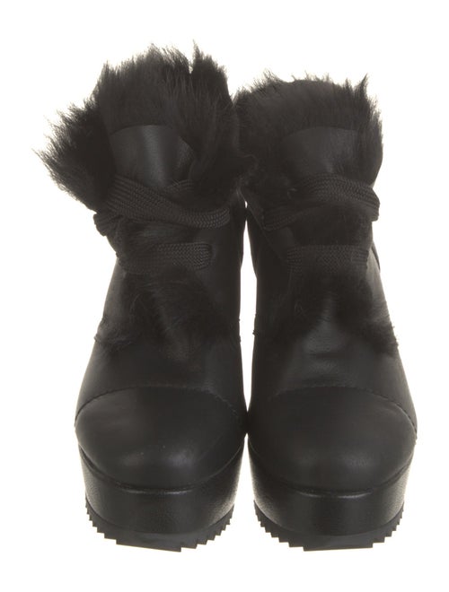 Pedro Garcia Leather Fur Trim Lace-Up Boots