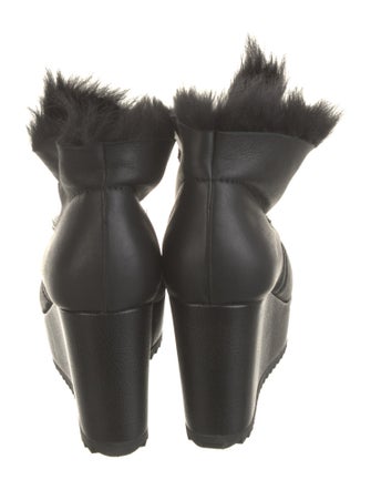 Pedro Garcia Leather Fur Trim Lace-Up Boots