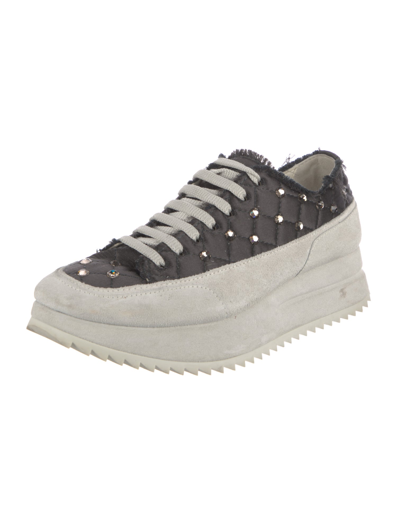 Pedro Garcia Satin Crystal Embellishments Sneakers