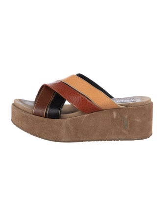 Pedro Garcia Leather Colorblock Pattern Slides