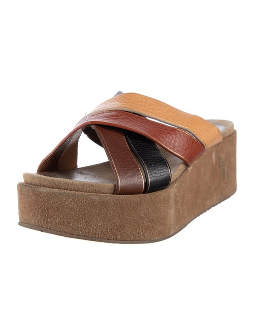 Pedro Garcia Leather Colorblock Pattern Slides