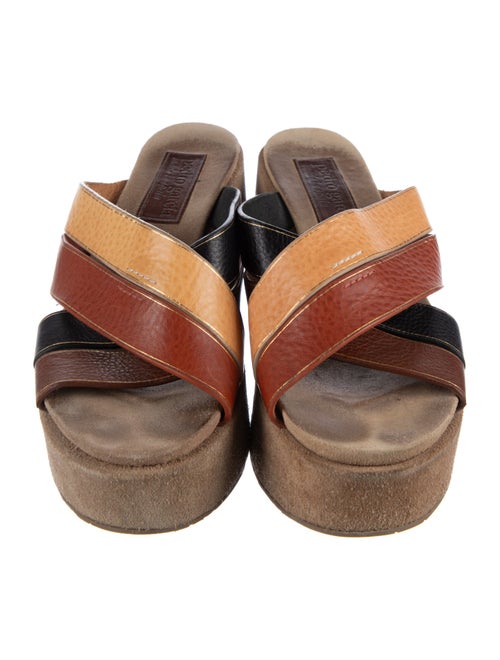 Pedro Garcia Leather Colorblock Pattern Slides