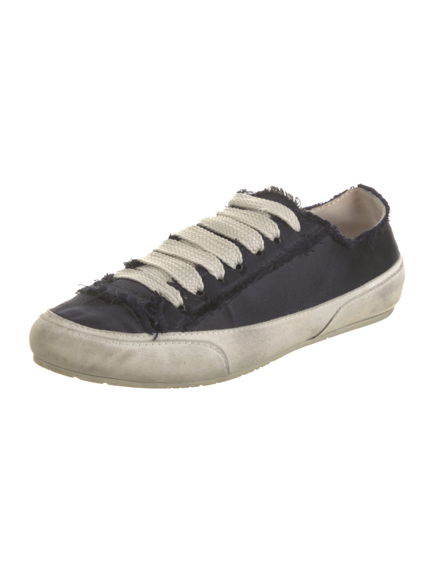 Pedro Garcia Satin Raw-Edge Trim Sneakers