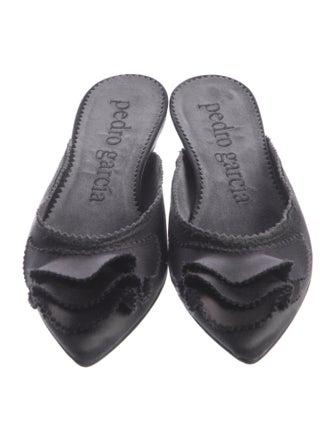 Pedro Garcia Satin Ruffle Embellishment Mules