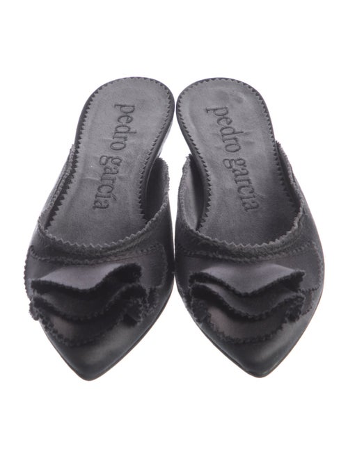 Pedro Garcia Satin Ruffle Embellishment Mules