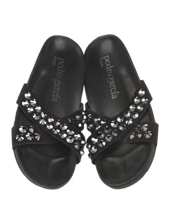 Pedro Garcia Suede Crystal Embellishments Slides