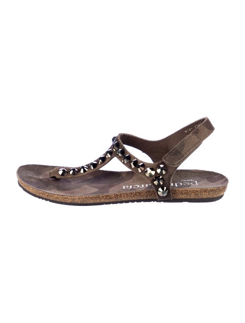 Pedro Garcia Suede Studded Accents T-Strap Sandals