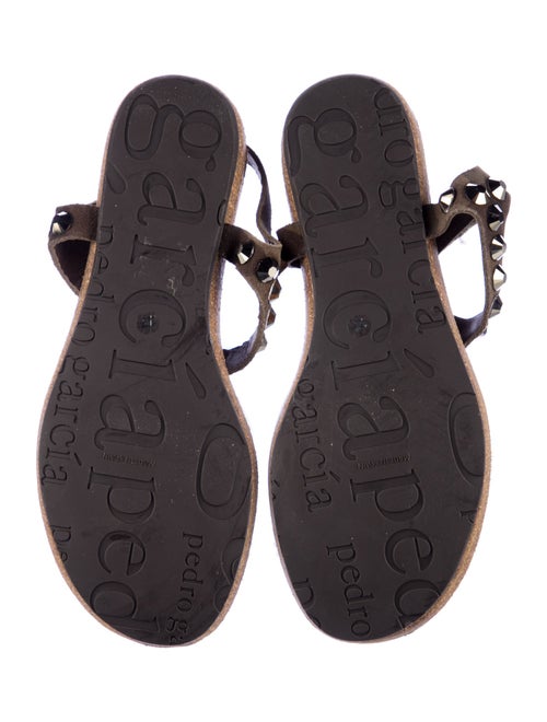 Pedro Garcia Suede Studded Accents T-Strap Sandals