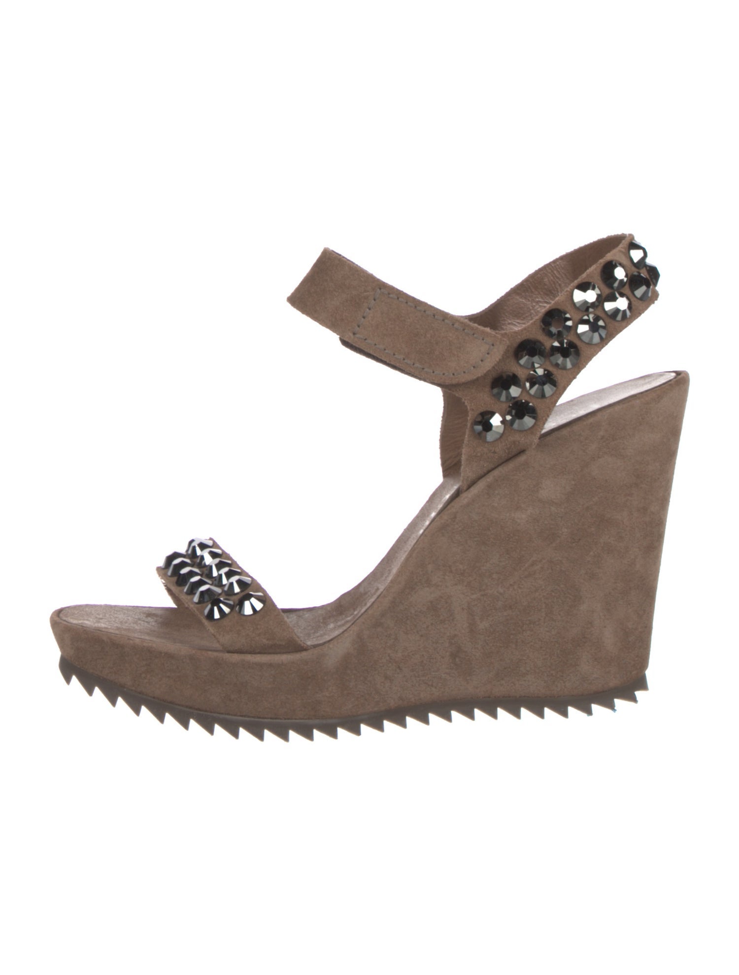 Pedro Garcia Suede Crystal Embellishments Sandals