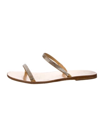 Pedro Garcia Leather Crystal Embellishments Slides