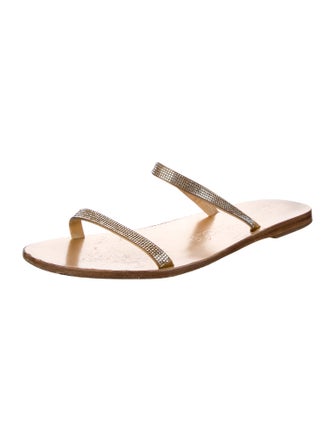 Pedro Garcia Leather Crystal Embellishments Slides