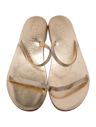 Pedro Garcia Leather Crystal Embellishments Slides
