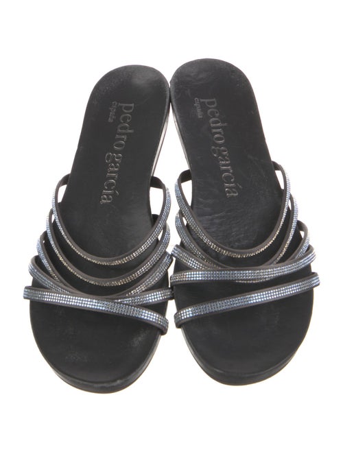 Pedro Garcia Leather Crystal Embellishments Slides